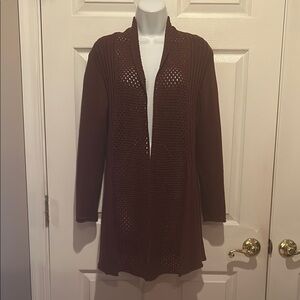 NWOT Love Scarlett Women's Brown ish Rust Draped Open-Front Sweater